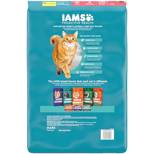IAMS Proactive Health Indoor Weight Control & Hairball Care Adult Dry Cat Food, Chicken & Turkey Recipe, 7 lb. Bag