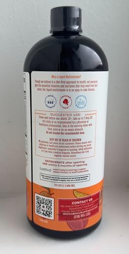 MaryRuth's Liquid Multivitamin + Hair Growth | Biotin 10000mcg | Lustriva Hair Growth Supplement | Clinically Tested in Women for Thicker Hair & Facial Wrinkle | Skin Care | Ages 18+ | 15.22 Fl Oz