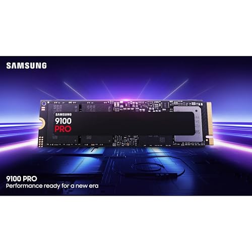 Samsung SSD 9100 PRO 4TB, PCIe 5.0x4 M.2 2280, Seq. Read Speeds Up to 14,800MB/s, Best for AI Computing, Gaming, and Heavy Duty Workstations (MZ VAP4T0B/AM)