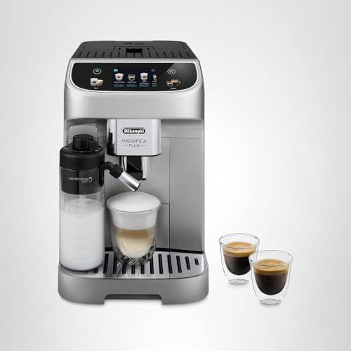 De'Longhi Magnifica Plus Fully Automatic Espresso Machine - Brew 18+ One Touch Coffee Recipes for up to 4 User Profiles, Automatic Milk Steam Wand & Built-in Grinder, Touchscreen Display