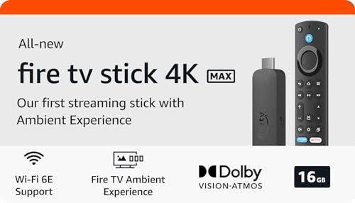 Amazon Fire TV Stick 4K Max streaming device, with AI-powered Fire TV Search, supports Wi-Fi 6E, free & live TV without cable or satellite