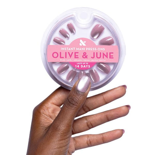 Olive & June Instant Mani Press On Nails (Glue) | 42 Fake Nails, 21 Sizes | Non-Toxic, Long-Lasting | Recycled Materials | Realistic Look