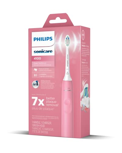 Philips Sonicare 4100 Rechargeable Electric Toothbrush, with Pressure Sensor, 2 Intensity Settings, SmarTimer and QuadPacer, 14-Day Battery Life, White, Model HX3681/23