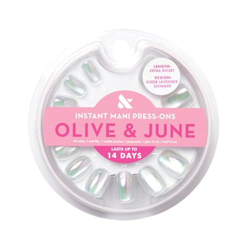 Olive & June Instant Mani Press On Nails (Glue) | 42 Fake Nails, 21 Sizes | Non-Toxic, Long-Lasting | Recycled Materials | Realistic Look