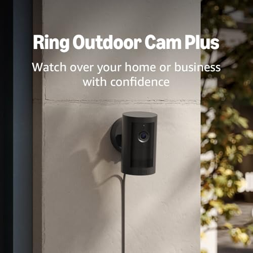 Introducing Ring Outdoor Cam Plus, Battery — Wide-Angle 2K Video with Ring Vision, Low-Light Sight for full-color night vision, Mount-Anywhere Versatility, White