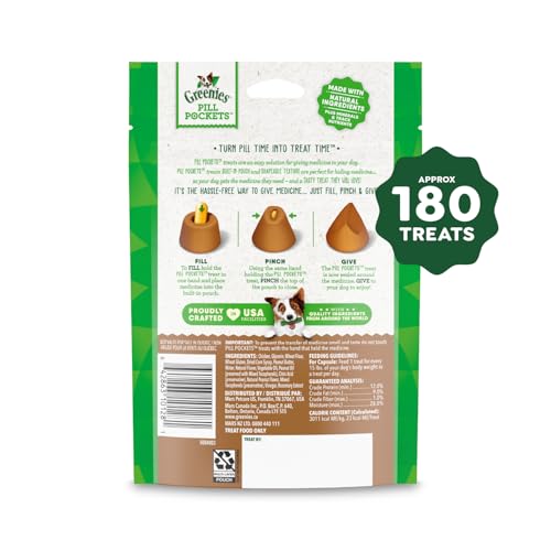Greenies Pill Pockets for Dogs Large Size, Soft Dog Treats, with Real Peanut Butter, 15.8 oz. Pouch (60 Treats)