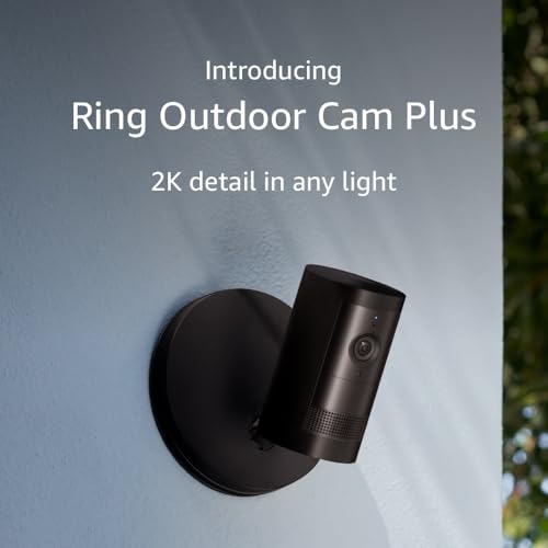 Introducing Ring Outdoor Cam Plus, Battery — Wide-Angle 2K Video with Ring Vision, Low-Light Sight for full-color night vision, Mount-Anywhere Versatility, White