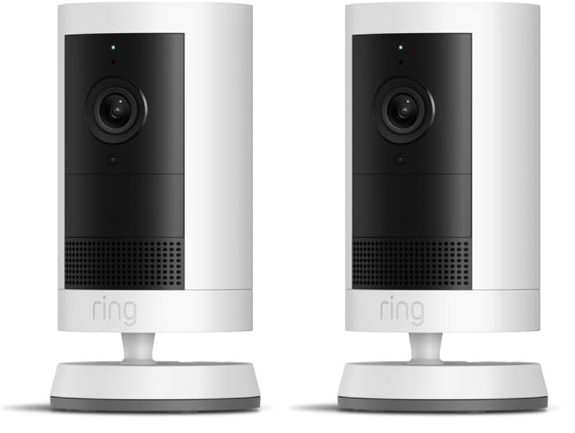 Introducing Ring Outdoor Cam Plus, Battery — Wide-Angle 2K Video with Ring Vision, Low-Light Sight for full-color night vision, Mount-Anywhere Versatility, White