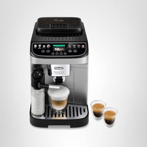De'Longhi Magnifica Plus Fully Automatic Espresso Machine - Brew 18+ One Touch Coffee Recipes for up to 4 User Profiles, Automatic Milk Steam Wand & Built-in Grinder, Touchscreen Display
