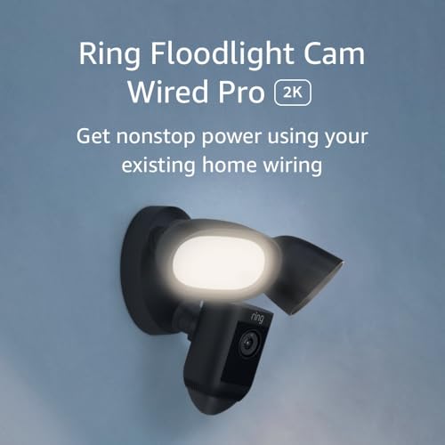 Ring Floodlight Cam Wired Pro with Bird’s Eye View and 3D Motion Detection, White