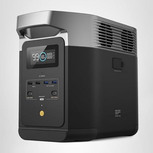 EF ECOFLOW Portable Power Station DELTA 2, 1024Wh LiFePO4 (LFP) Battery, 1800W AC/100W USB-C Output, Solar Generator(Solar Panel Optional) for Home Backup Power, Camping & RVs