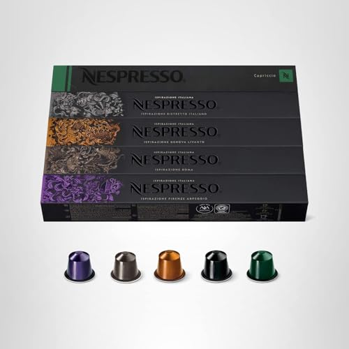 Nespresso Capsules Original Line, Ispirazione Variety Pack, Medium & Dark Roast Espresso Coffee, 50 Count Coffee Pods