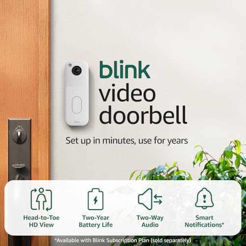All-new Blink Video Doorbell + Outdoor 4 – Wireless smart security cameras, head-to-toe HD view, two-year battery life. Sync Module Core included – 1 camera system + Video Doorbell