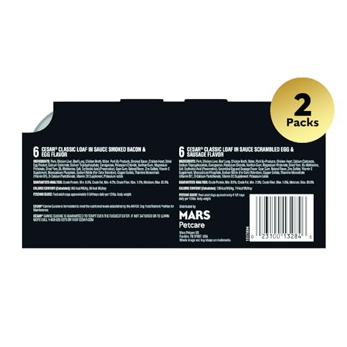 Cesar Wet Dog Food Classic Loaf in Sauce Grilled Chicken, Filet Mignon, Porterhouse Steak, Beef, Chicken & Liver and Turkey Variety Pack 3.5 oz. Easy Peel Trays (36 Count, Pack of 1)