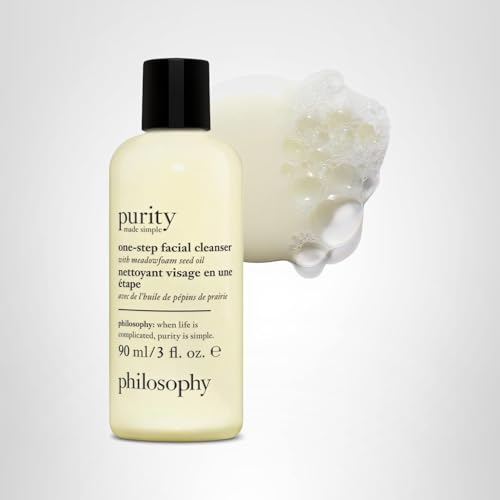 philosophy purity made simple one-step facial cleanser- with meadowfoam seed oil gently cleanses & melts away dirt, oil & stubborn makeup paraben-free face wash
