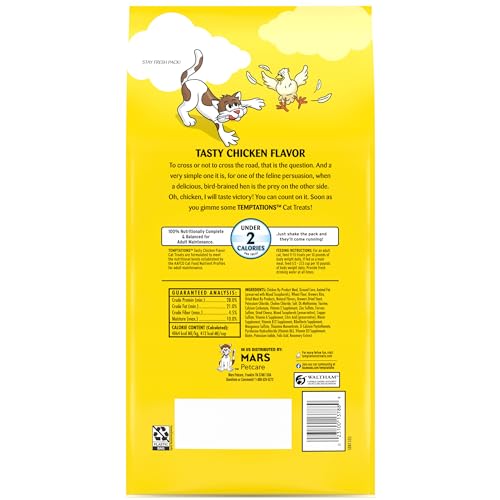 Temptations Classic Crunchy and Soft Cat Treats Tasty Chicken Flavor, 30 oz. Tub