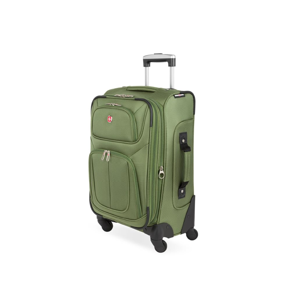 SwissGear Sion Softside Expandable Luggage – Medium Checked Suitcase with 360 Degree Wheels & Retractable Handle – 25 Inch, Perfect for 1-7 Night Trips – Blue