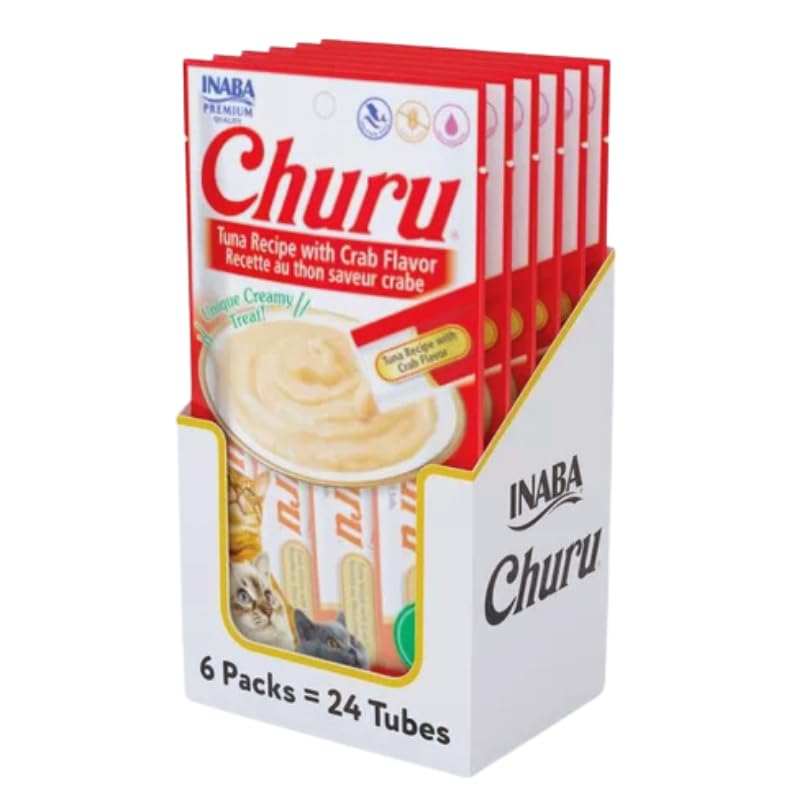 INABA Churu Cat Treats, Grain-Free, Lickable, Squeezable Creamy Purée Cat Treat/Topper, 60 Servings, Chicken Variety Box