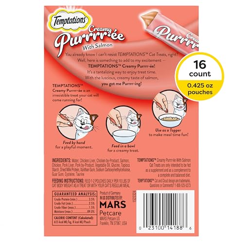 Temptations Creamy Puree Variety Pack of Squeezable Cat Treats, 0.42 oz. Tubes, 24 Count