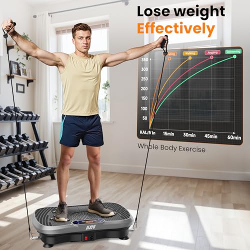 AXV Vibration Plate Fitness Platform Exercise Machine Vibrating Shaking Full Body Shaker Workout Vibrate Stand Shake Board Sport Gym for Weight Loss Fat Burner for Women Men