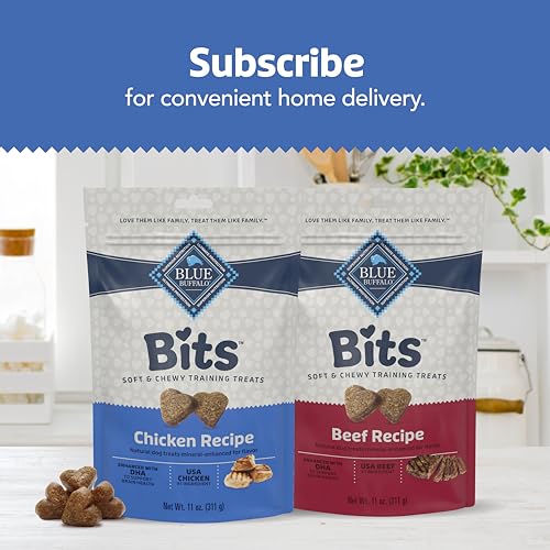 Blue Buffalo Bits Soft Dog Treats for Training, Made With Natural Ingredients & Enhanced with DHA, Chicken Recipe, 19-oz Bag