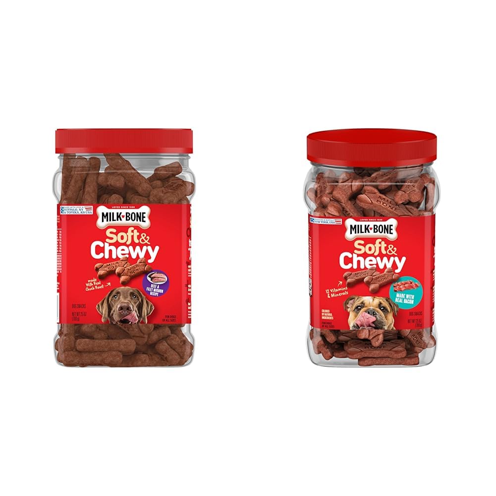 Milk-Bone Soft & Chewy Dog Treats, Beef & Filet Mignon Recipe, 25 Ounce