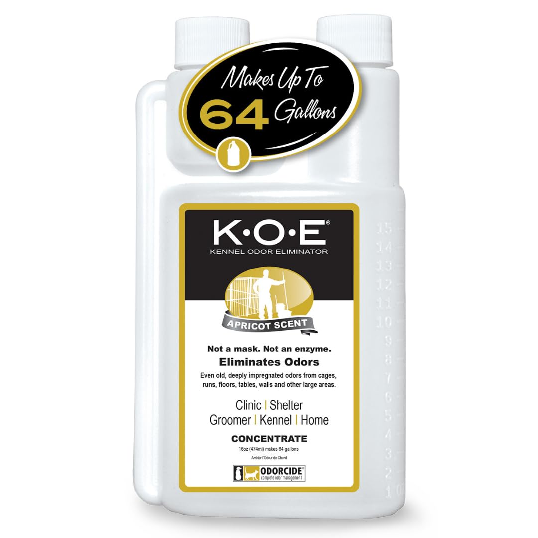 Odorcide K.O.E Kennel Odor Eliminator Concentrate – For Cages, Runs & More – For Home & Kennel w/Safe, Non-Enzymatic Formula (Fresh Scent, 16 oz)