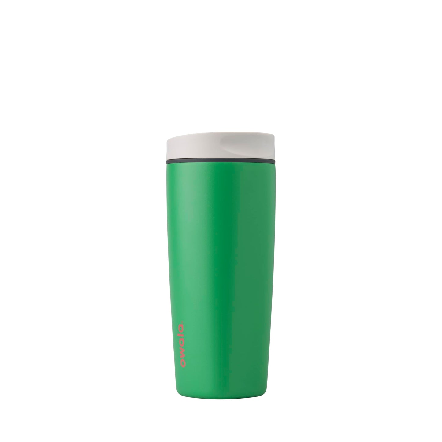 Owala SmoothSip Slider Insulated Stainless Steel Coffee Tumbler, Reusable Iced Coffee Cup, Hot Coffee Travel Mug, BPA Free 12 oz, Grey/Green (Sour Apple)