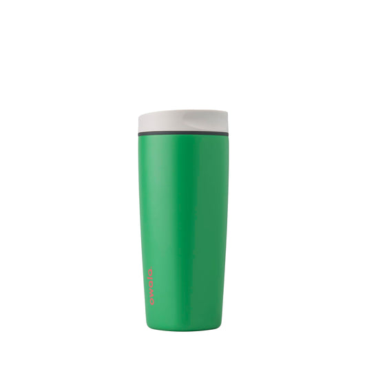 Owala SmoothSip Slider Insulated Stainless Steel Coffee Tumbler, Reusable Iced Coffee Cup, Hot Coffee Travel Mug, BPA Free 12 oz, Grey/Green (Sour Apple)