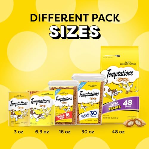 Temptations Classic Crunchy and Soft Cat Treats Tasty Chicken Flavor, 30 oz. Tub