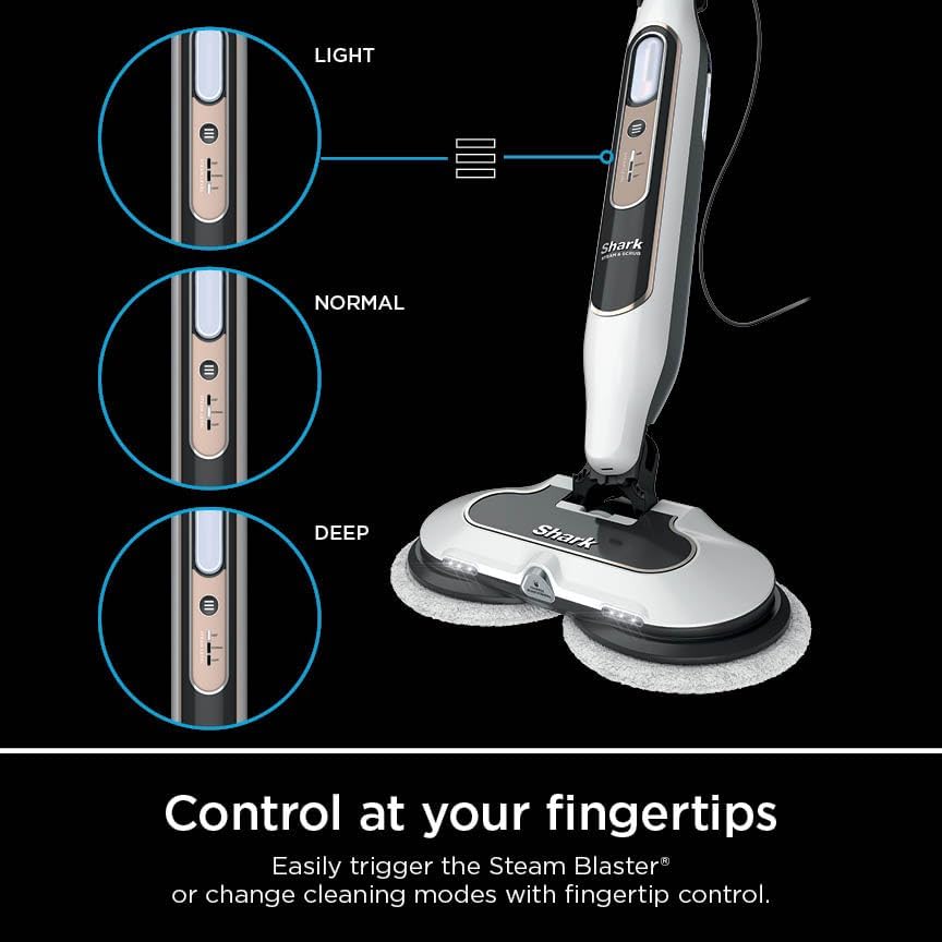 Shark Steam & Scrub with Steam Blaster Technology All-in-One Hard Floor Steam Mop with 3 Steam Modes & LED Headlights S8201, Rotator White
