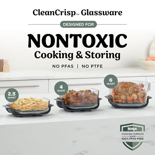 Ninja Crispi Pro 6-in-1 Glass Air Fryer | 6qt & 2.5qt Glass Containers with Storage Lids | Non-Toxic | Meal Prep, Microwave, Freezer & Dishwasher Safe | Air Fry, Bake & More | Cyberspace | AS101CY