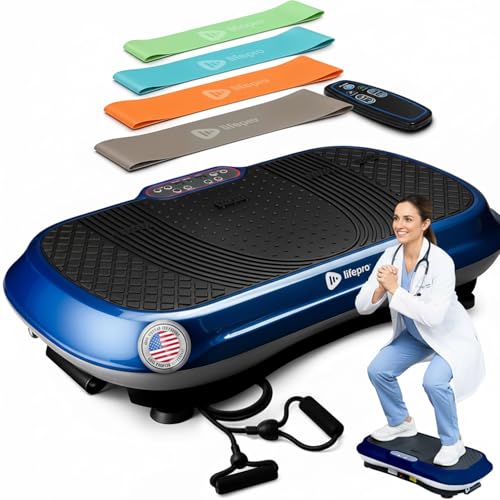 Lifepro Waver Vibration Plate Exercise Machine for Lymphatic Drainage, Muscle Activation, Full-Body Workout Vibrating Platform with Loop Bands, Fitness Equipment for Strength Toning & Fat Loss