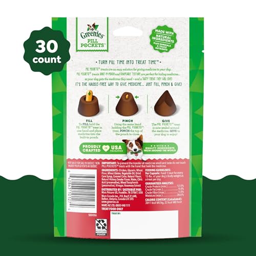 Greenies Pill Pockets for Dogs Large Size, Soft Dog Treats, with Real Peanut Butter, 15.8 oz. Pouch (60 Treats)
