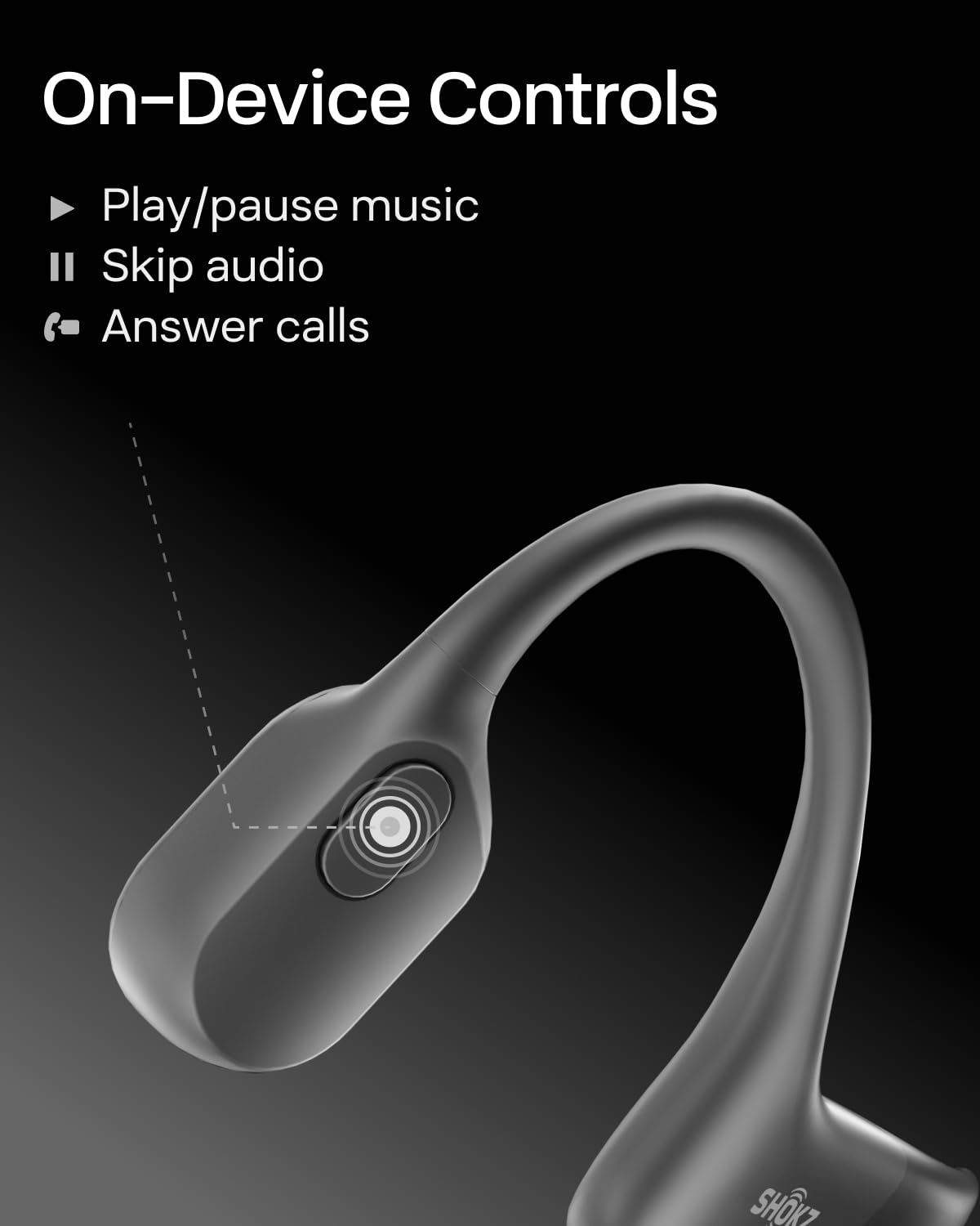 SHOKZ OpenRun Bone Conduction Headphones,Open-Ear Bluetooth Wireless Sport Headphones for Running & Workout,Sweat Resistant, Long 8H Playtime,Mic,Hair Band-Standard-Black