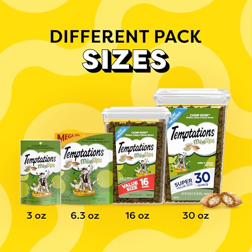 Temptations MixUps Catnip Fever Flavor Crunchy and Soft Cat Treats, 16 oz. Tub