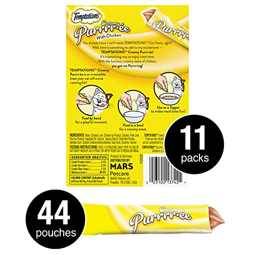 Temptations Creamy Puree Variety Pack of Squeezable Cat Treats, 0.42 oz. Tubes, 24 Count