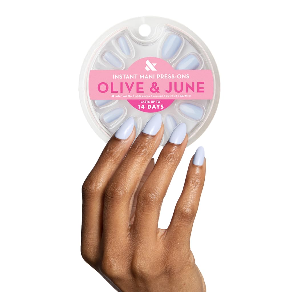 Olive & June Instant Mani Press On Nails (Glue) | 42 Fake Nails, 21 Sizes | Non-Toxic, Long-Lasting | Recycled Materials | Realistic Look