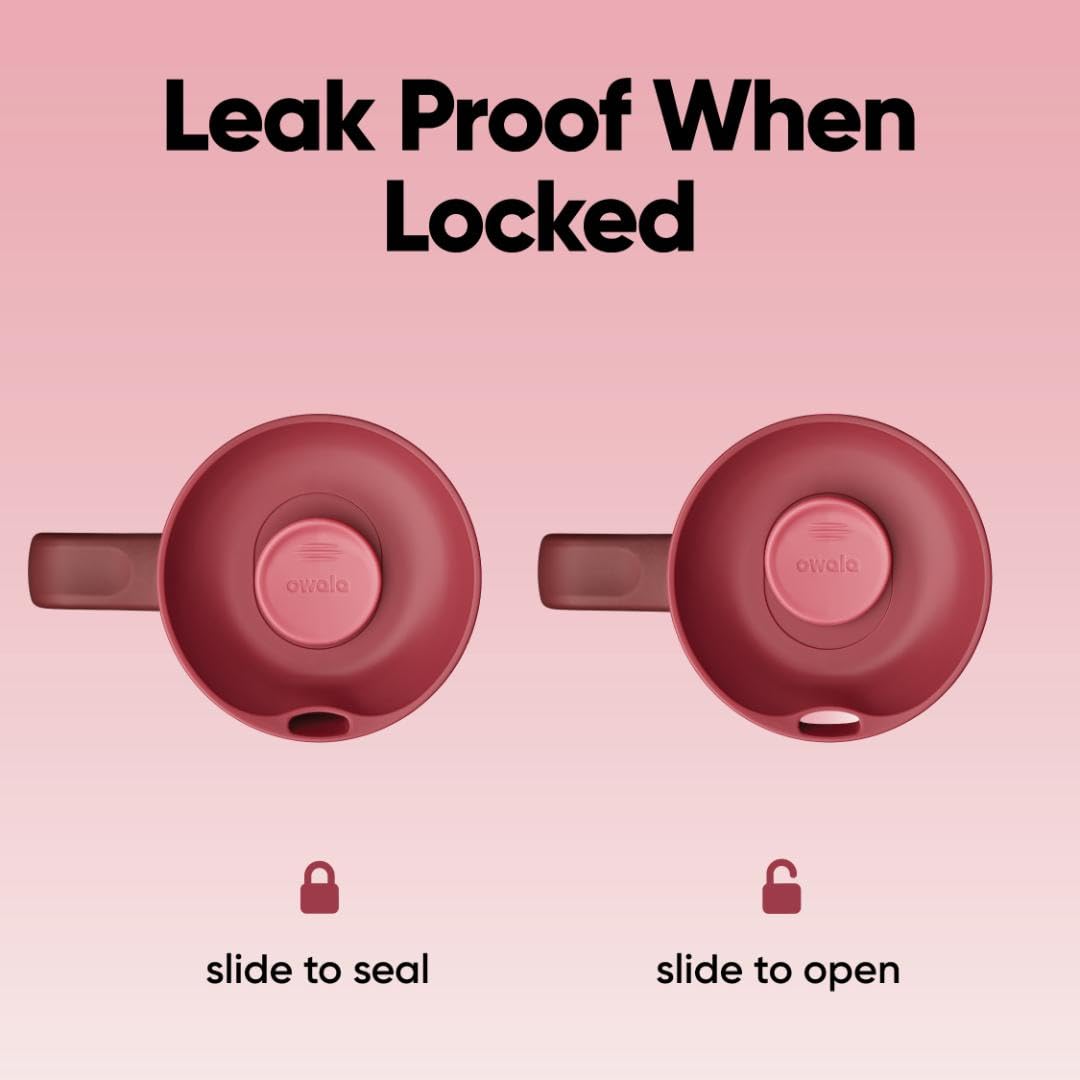 Owala SmoothSip Slider Insulated Stainless Steel Coffee Tumbler, Reusable Iced Coffee Cup, Hot Coffee Travel Mug, BPA Free 12 oz, Grey/Green (Sour Apple)