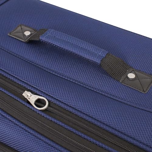SwissGear Sion Softside Expandable Luggage – Medium Checked Suitcase with 360 Degree Wheels & Retractable Handle – 25 Inch, Perfect for 1-7 Night Trips – Blue