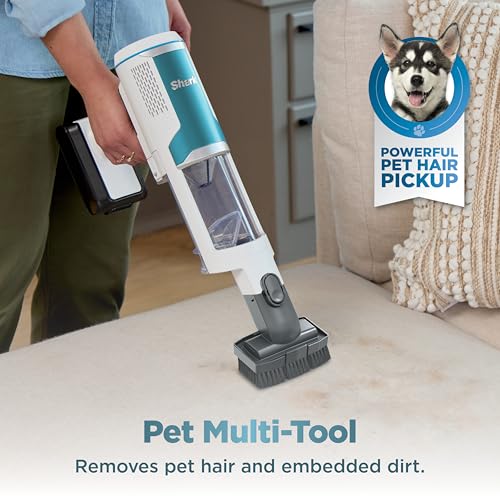 Shark | Pet Cordless Vacuum Cleaner | LED Headlights | Removable Handheld Vacuum for Pet Hair | Crevice Tool & Pet Multi-Tool Included | 40min Runtime | For Carpet & Hard Floors | Grey | IX141