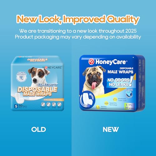 HONEY CARE All-Absorb A26 Male Dog Wrap, 50 Count, Small