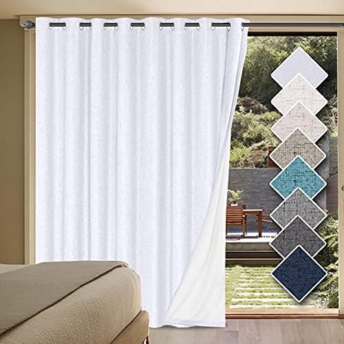 H.VERSAILTEXLinen-Polyester Curtains 100%Blackout Curtains for Bedroom 96"Long Full Light Blocking Nature Linen-Polyester Blended Window Curtains for LivingRoomNickel Grommet(2Panels,HeatheredNatural)