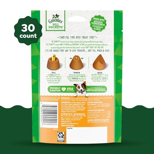 Greenies Pill Pockets for Dogs Large Size, Soft Dog Treats, with Real Peanut Butter, 15.8 oz. Pouch (60 Treats)