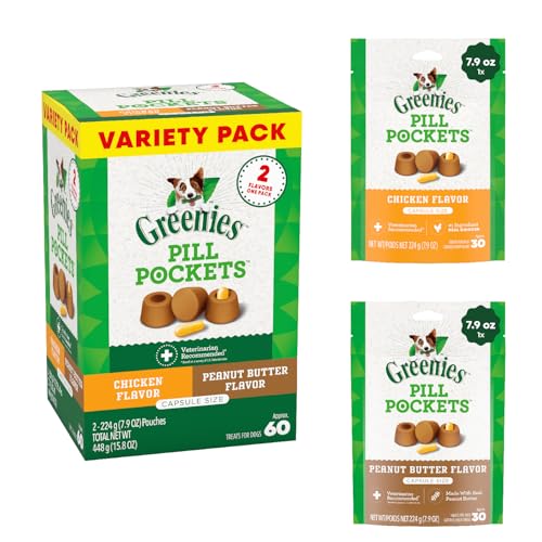 Greenies Pill Pockets for Dogs Large Size, Soft Dog Treats, with Real Peanut Butter, 15.8 oz. Pouch (60 Treats)