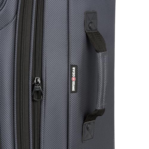 SwissGear Sion Softside Expandable Luggage – Medium Checked Suitcase with 360 Degree Wheels & Retractable Handle – 25 Inch, Perfect for 1-7 Night Trips – Blue