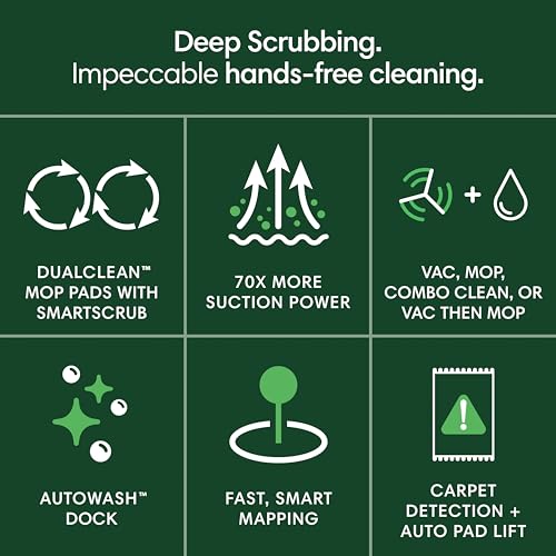 iRobot Roomba Plus 405 (G185) Combo Robot Vacuum & Mop with AutoWash Dock - Spinning Mop Pads, Self-Empties, Pad Washing & Drying, Self-Cleaning, Pad-Lift, LiDAR Navigation