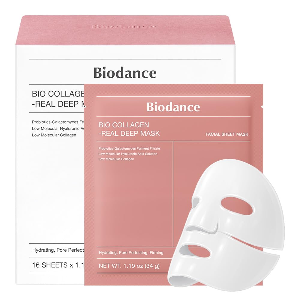 BIODANCE Bio-Collagen Real Deep Mask, Hydrating Overnight Hydrogel Mask, Pore Minimizing, Elasticity, Plumping Improvement, Korean Skincare, Stocking Stuffers for Teen Girls | 1.19oz(34g) x 4ea