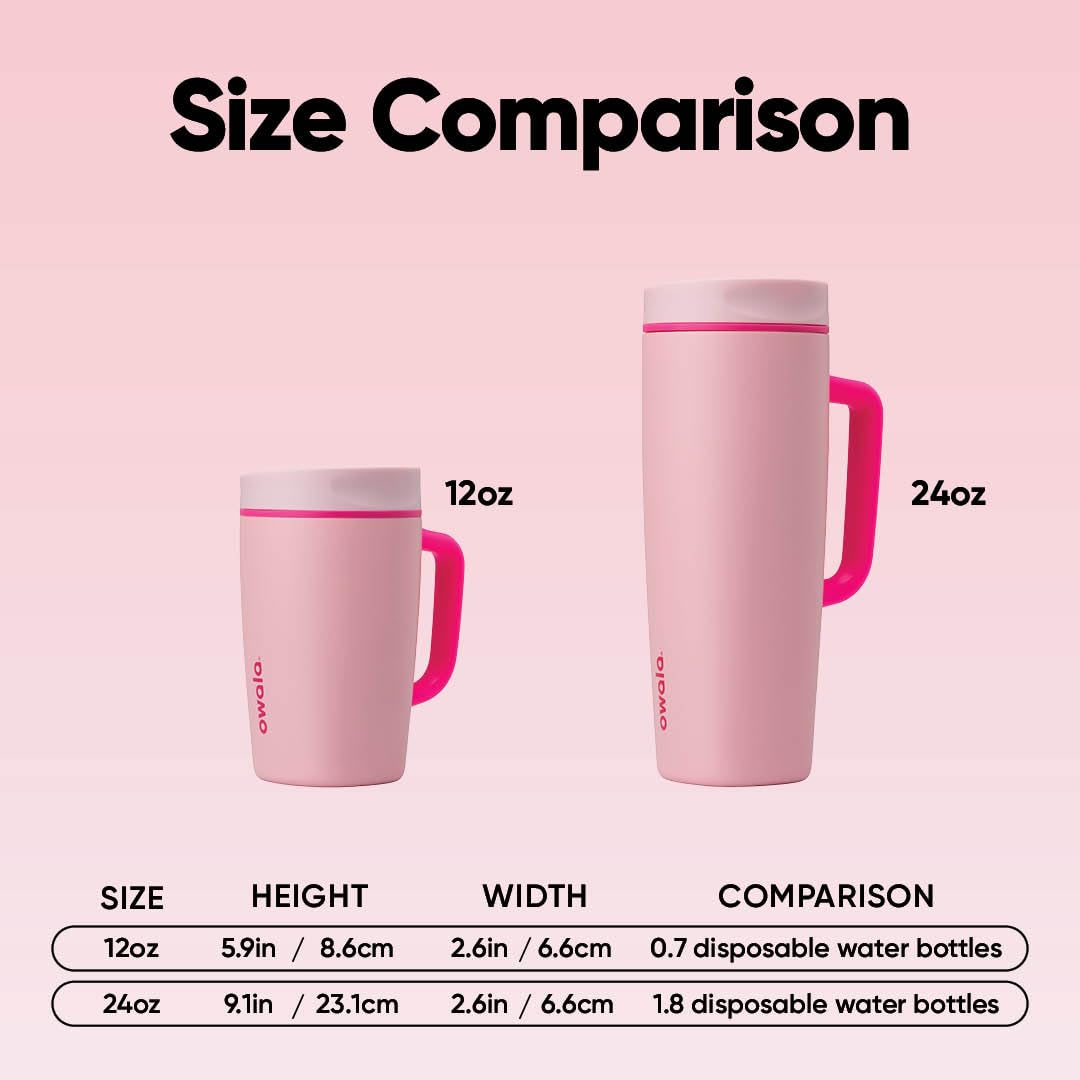 Owala SmoothSip Slider Insulated Stainless Steel Coffee Tumbler, Reusable Iced Coffee Cup, Hot Coffee Travel Mug, BPA Free 12 oz, Grey/Green (Sour Apple)