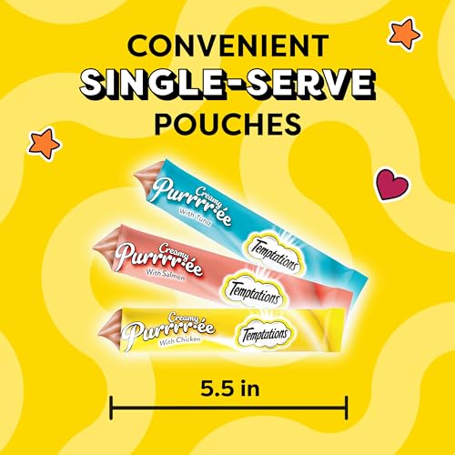 Temptations Creamy Puree Variety Pack of Squeezable Cat Treats, 0.42 oz. Tubes, 24 Count
